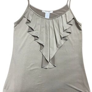 Charlotte Russe Taupe Ruffle Front Spaghetti Strap Tank Top